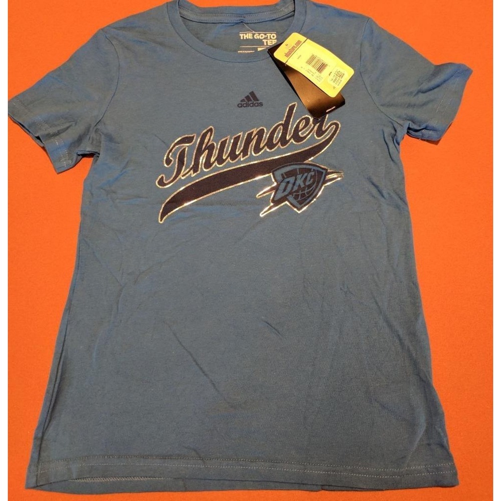 Adidas Girl's M 10/12 OKC Oklahoma City Thunder Go-To‎ Tee Top T-Shirt NEW N61
